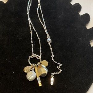 Stella & Dot Silver and Gold Charm Necklace